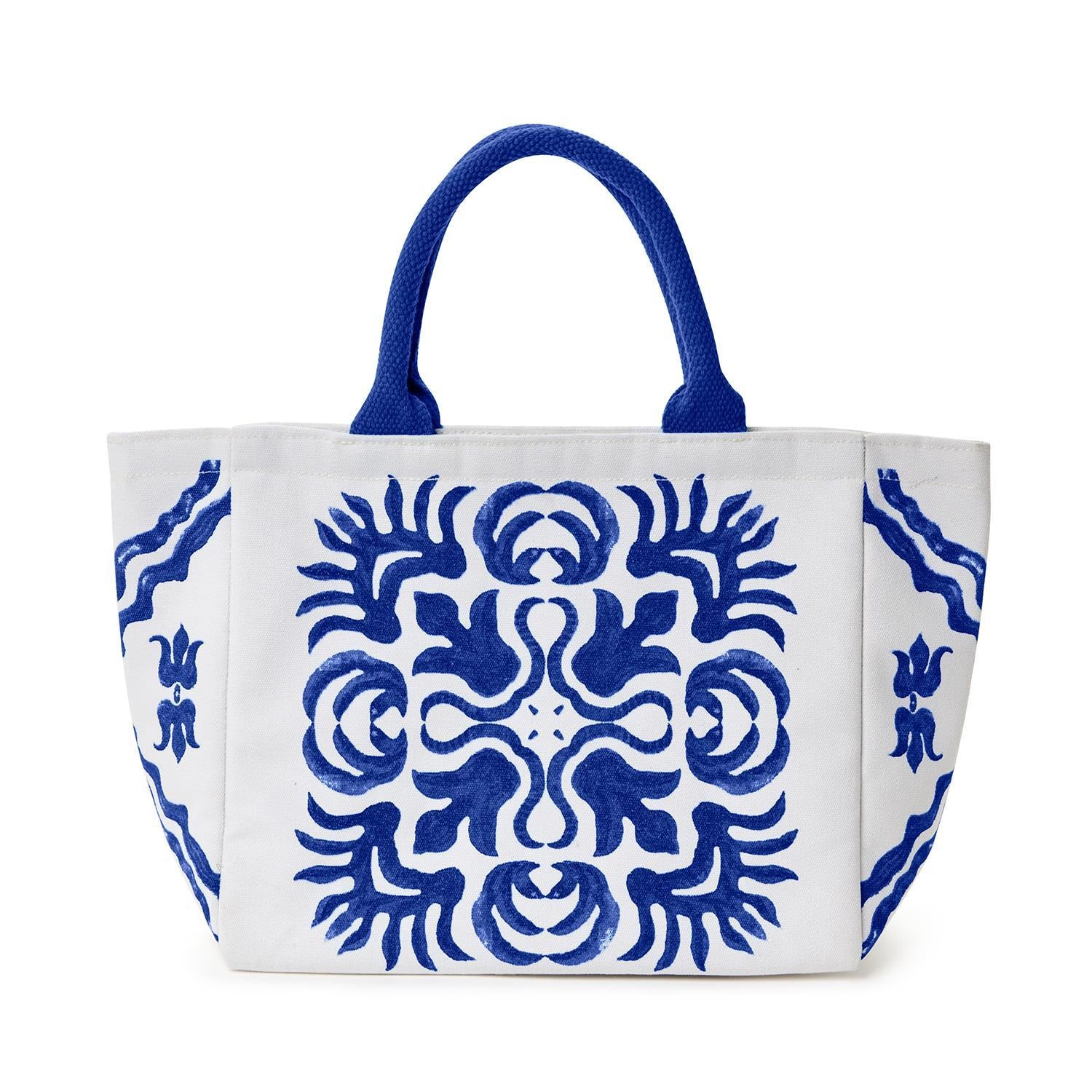 Blue Tile Block Thermal Lunch Tote