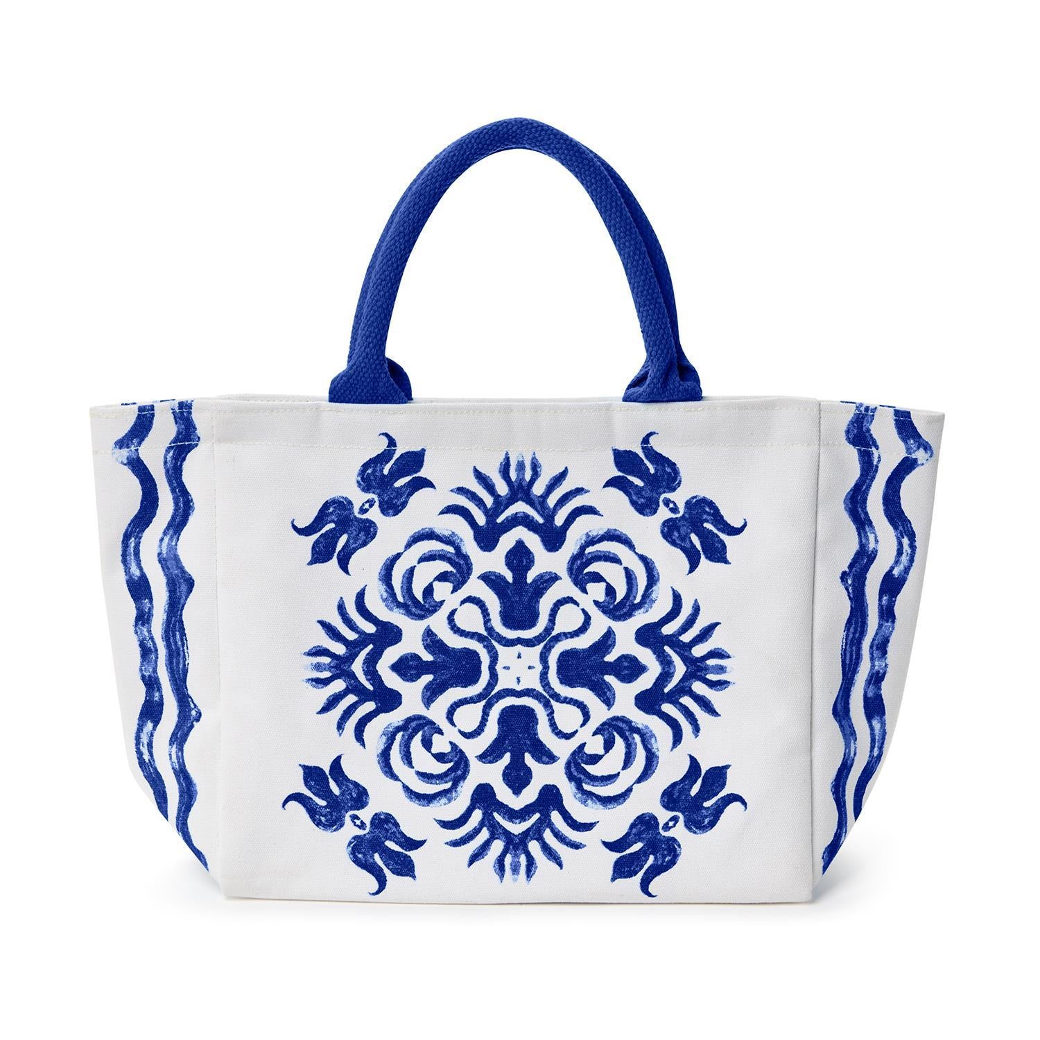 Blue Tile Block Thermal Lunch Tote