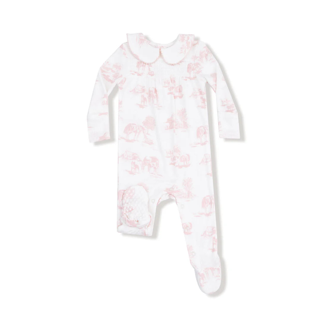 Farm Toile Pink  Peter Pan 2 Way Zipper Footie | Angel Dear