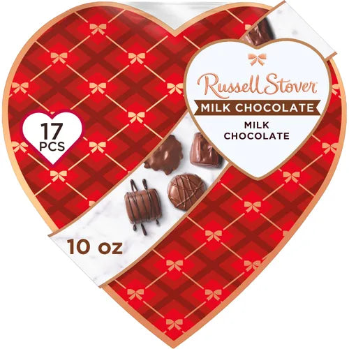 Milk Chocolate Copper Bow Plaid Heart, 10 oz.