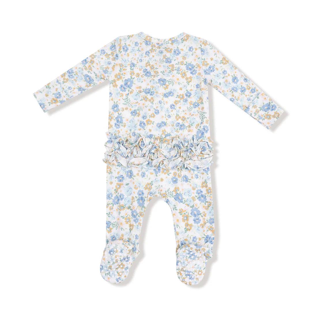 Sweet Rose Calico | 2 Way Zipper Ruffle Back Footie | Angel Dear