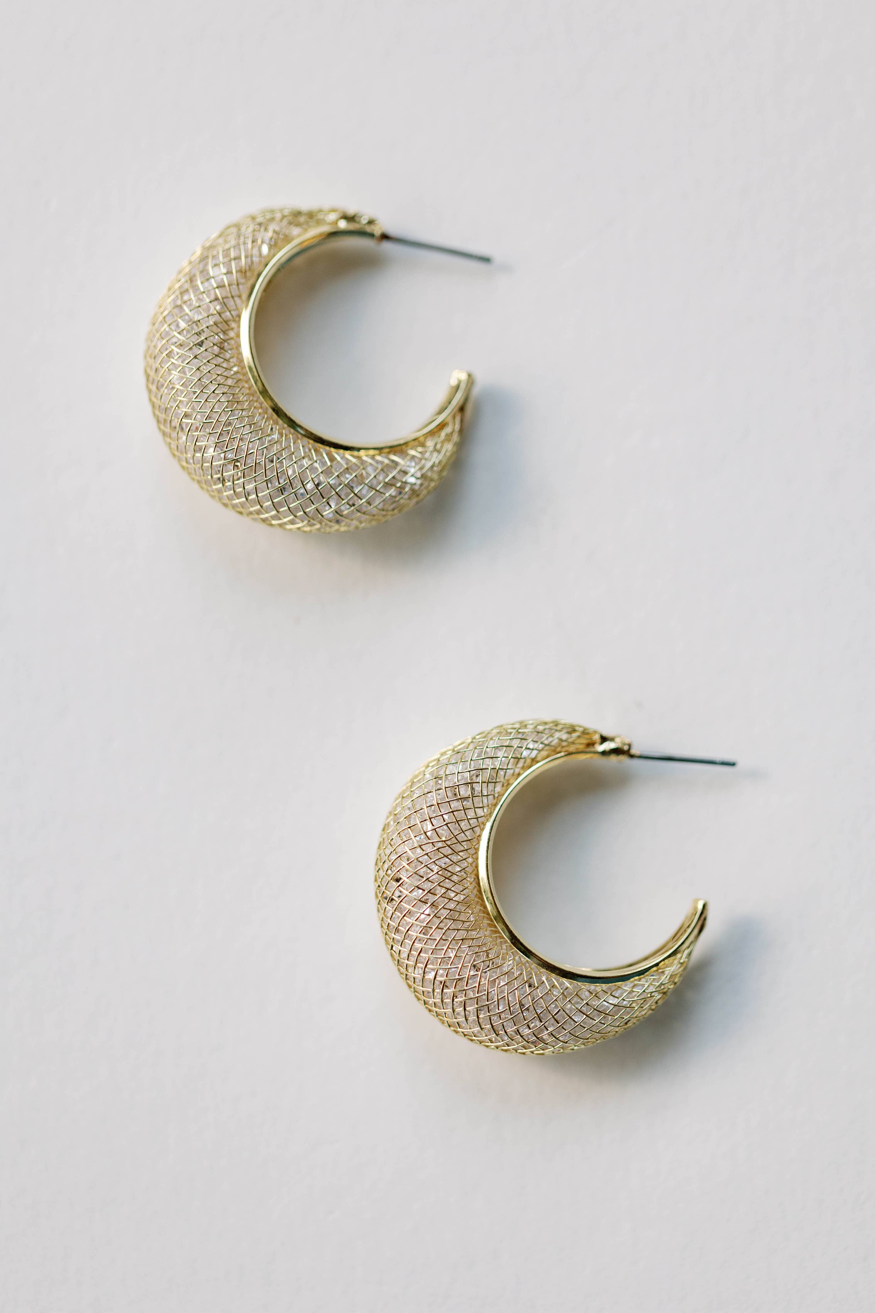 Gold Mesh Hoop Earrings