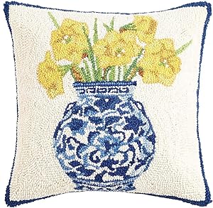 Chinoiserie Vase Daffodils Hook Pillow