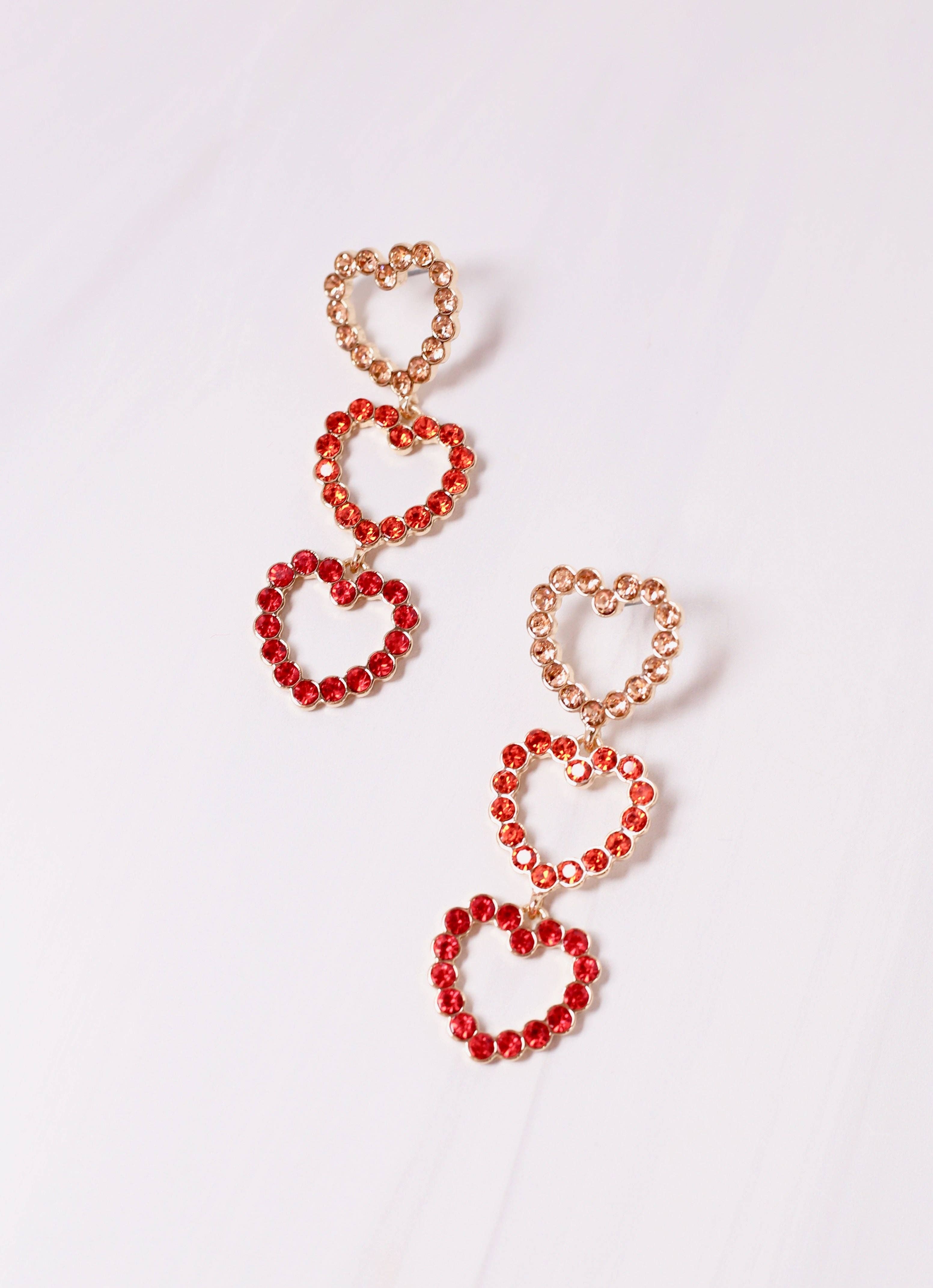 Forever Yours CZ Heart Earring Red Multi