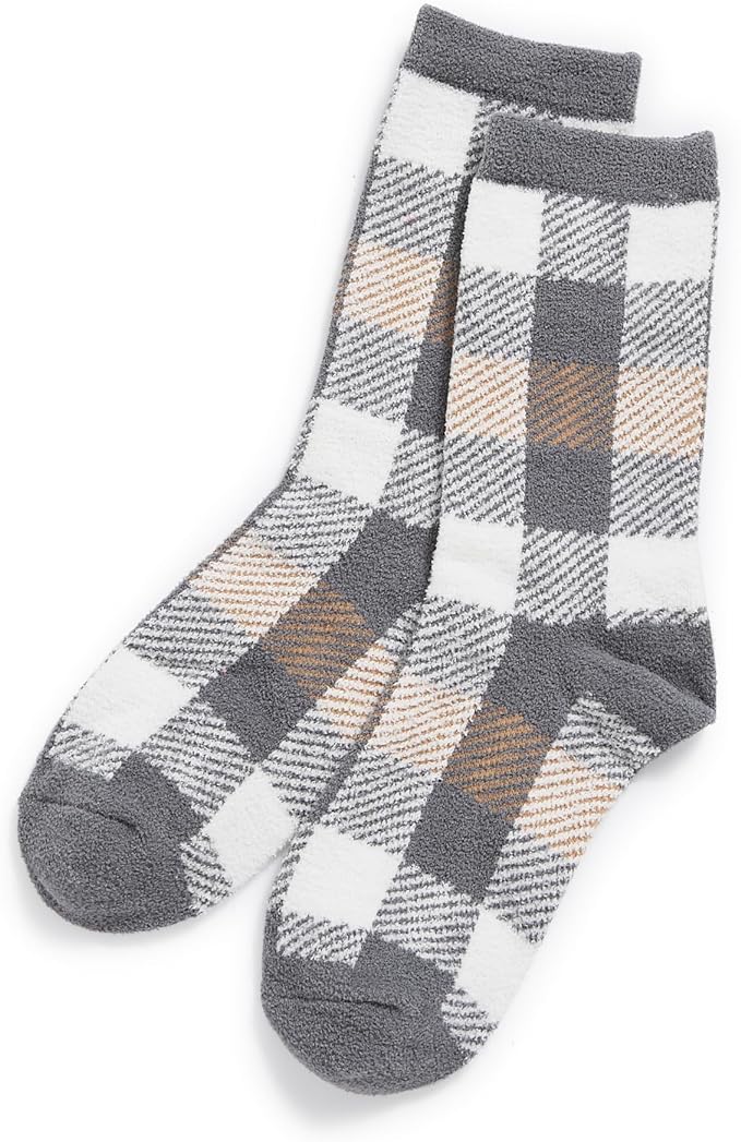 Cozy Socks Gift Box in Fireplace Plaid Neutral