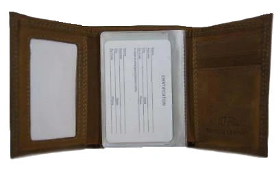 Shot Shell Brown Leather Trifold Wallet