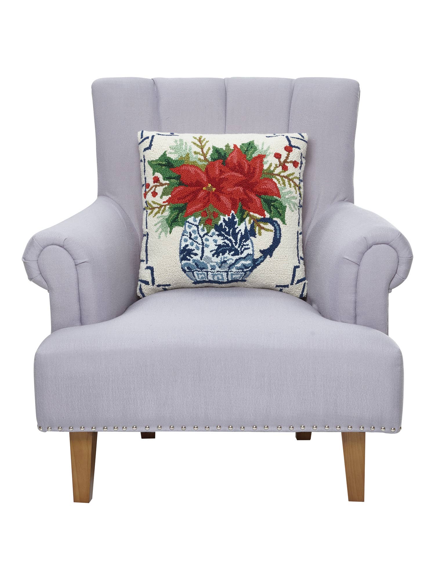 Chinoiserie Poinsettia Hook Pillow | Peking Handicraft