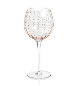 Portofino White Dot Wine Glass - Pink