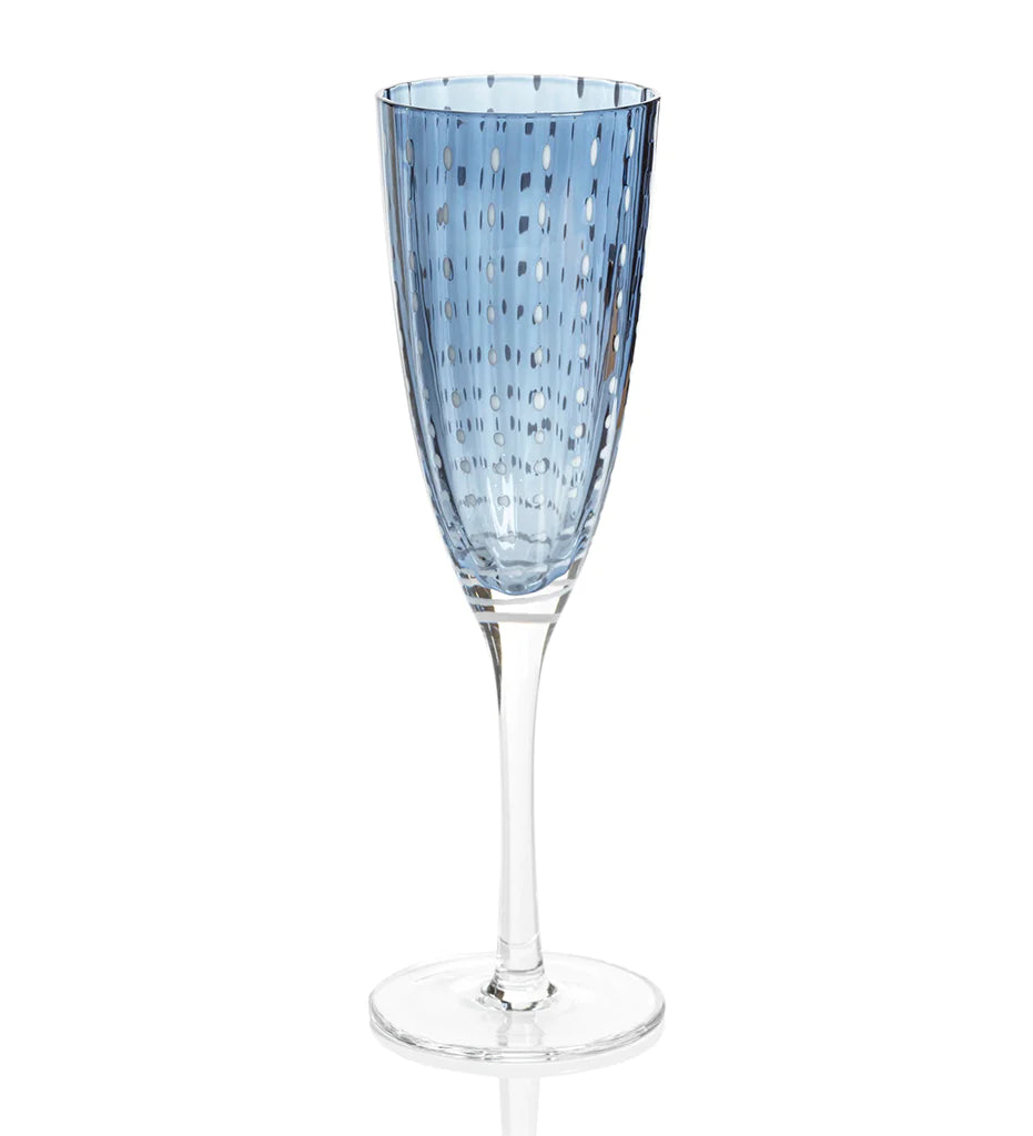 Portofino White Dot Champagne Flute - Navy Blue