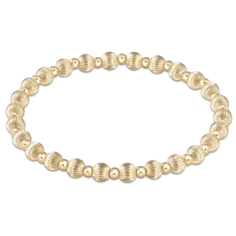 Extends - Dignity Grateful Pattern 5mm Bead Bracelet - Gold