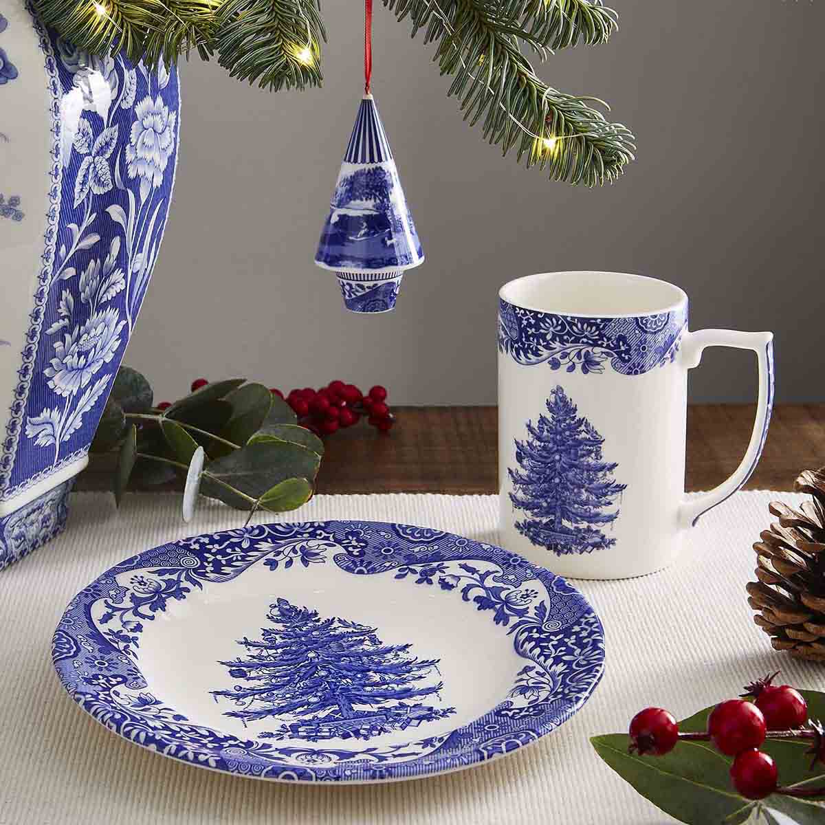 Blue Italian Christmas Tree Salad Plate | Spode