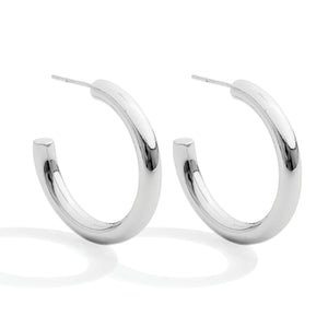 Medium thick silver hoop