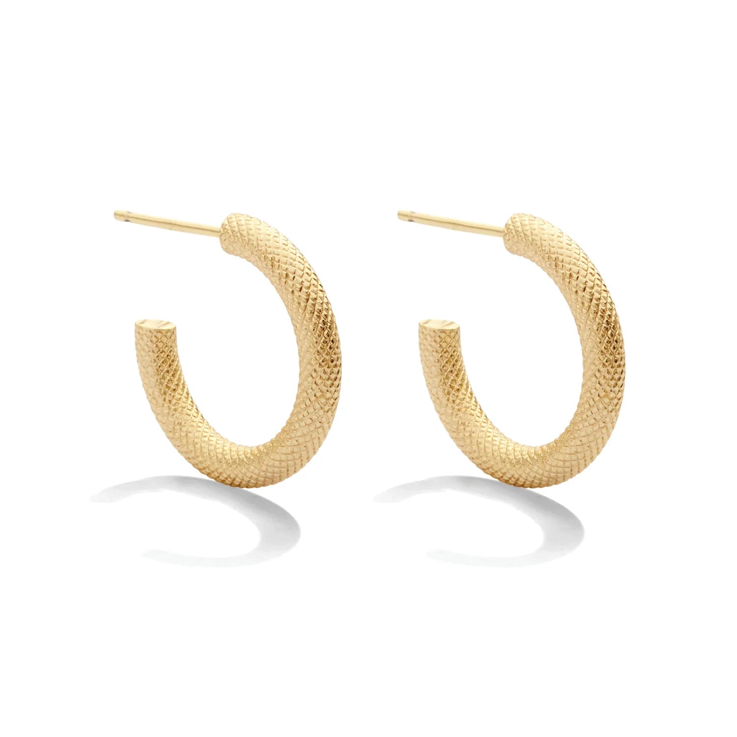 Small textured gold thick hoop