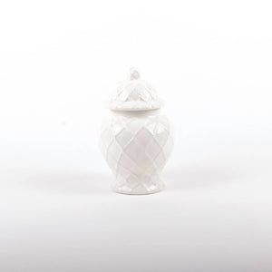 White Textured Ginger Jar- Large