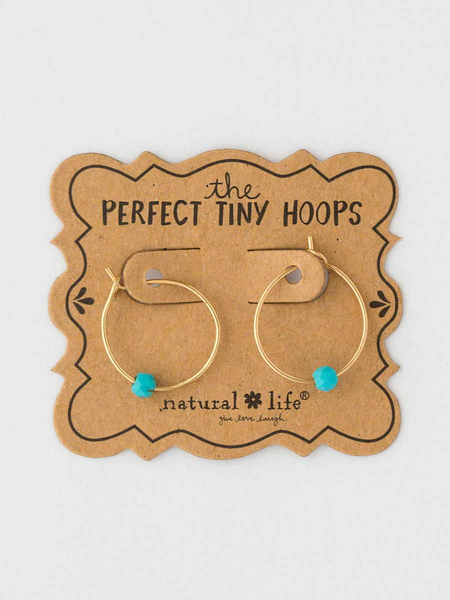 Natural Life Tiny Hoop Earrings - Turquoise