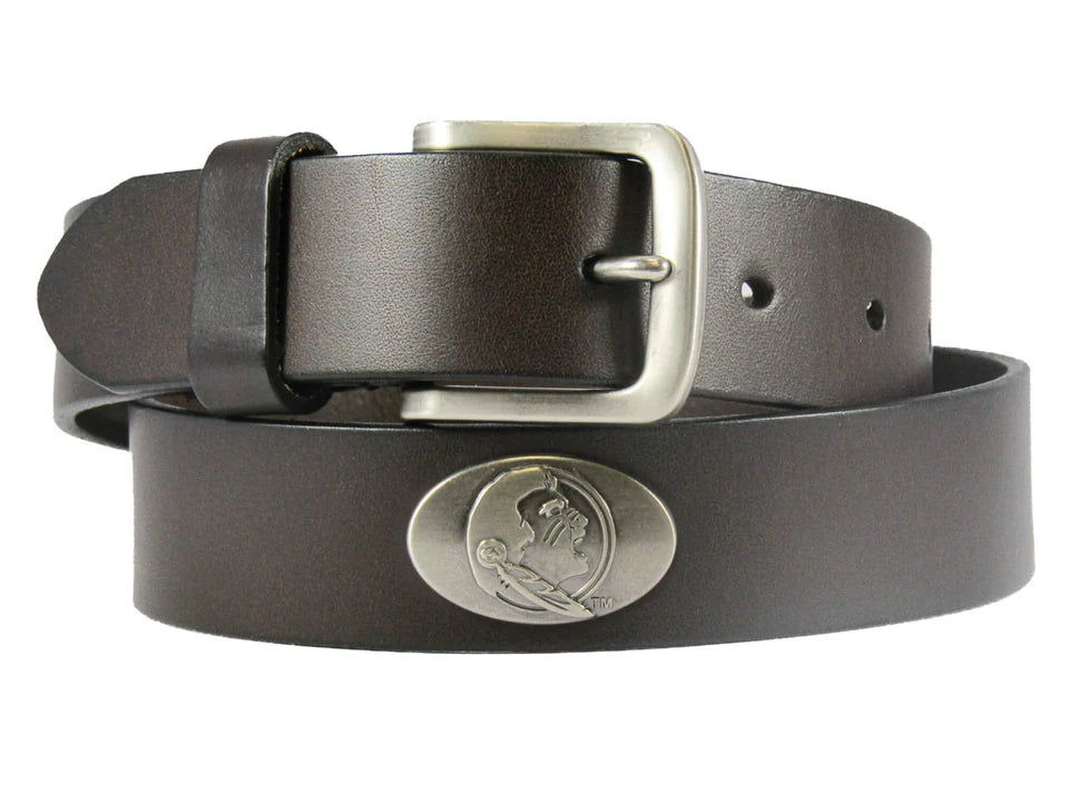 Florida State Seminoles Men's Brown Leather Concho Belt