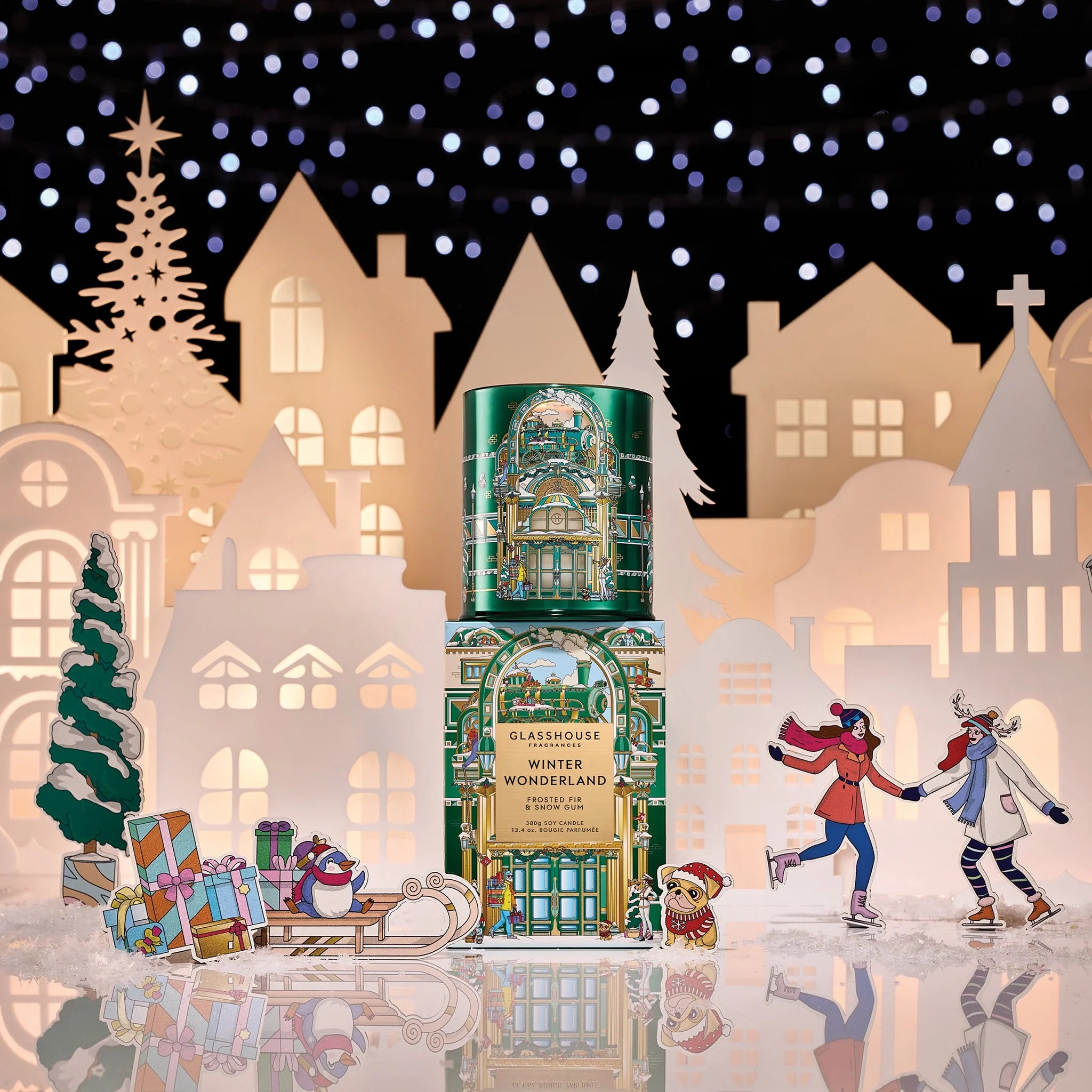 Winter Wonderland - Frosted Fir and Snow Gum Candle 13.4 oz | Glasshouse