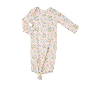 Simple Pretty Floral Knotted Gown 0-3M