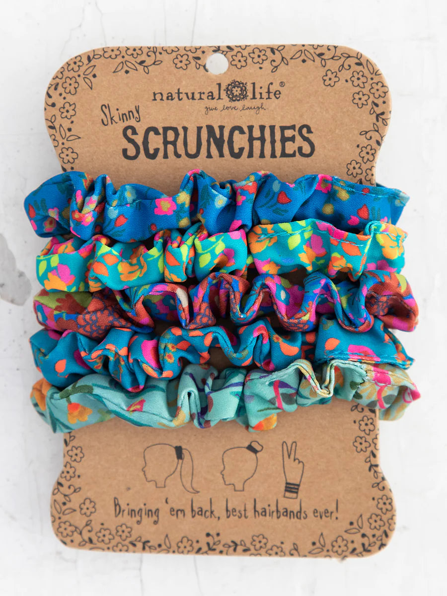 Mixed Print Scrunchie Set - Blue