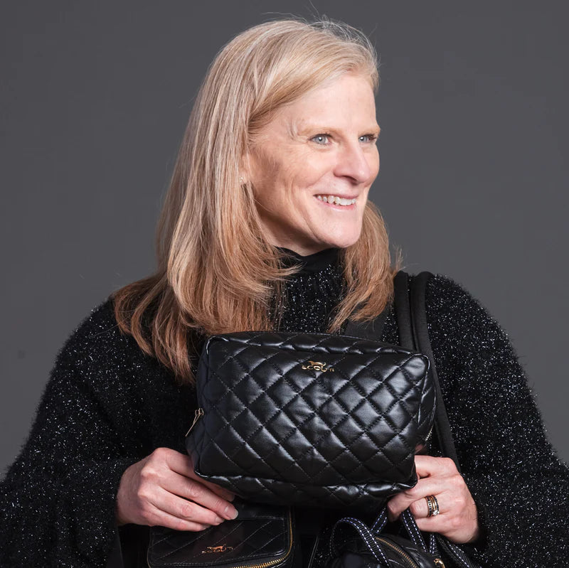 Two-Way Toiletry Bag - Black Quilted | Scout