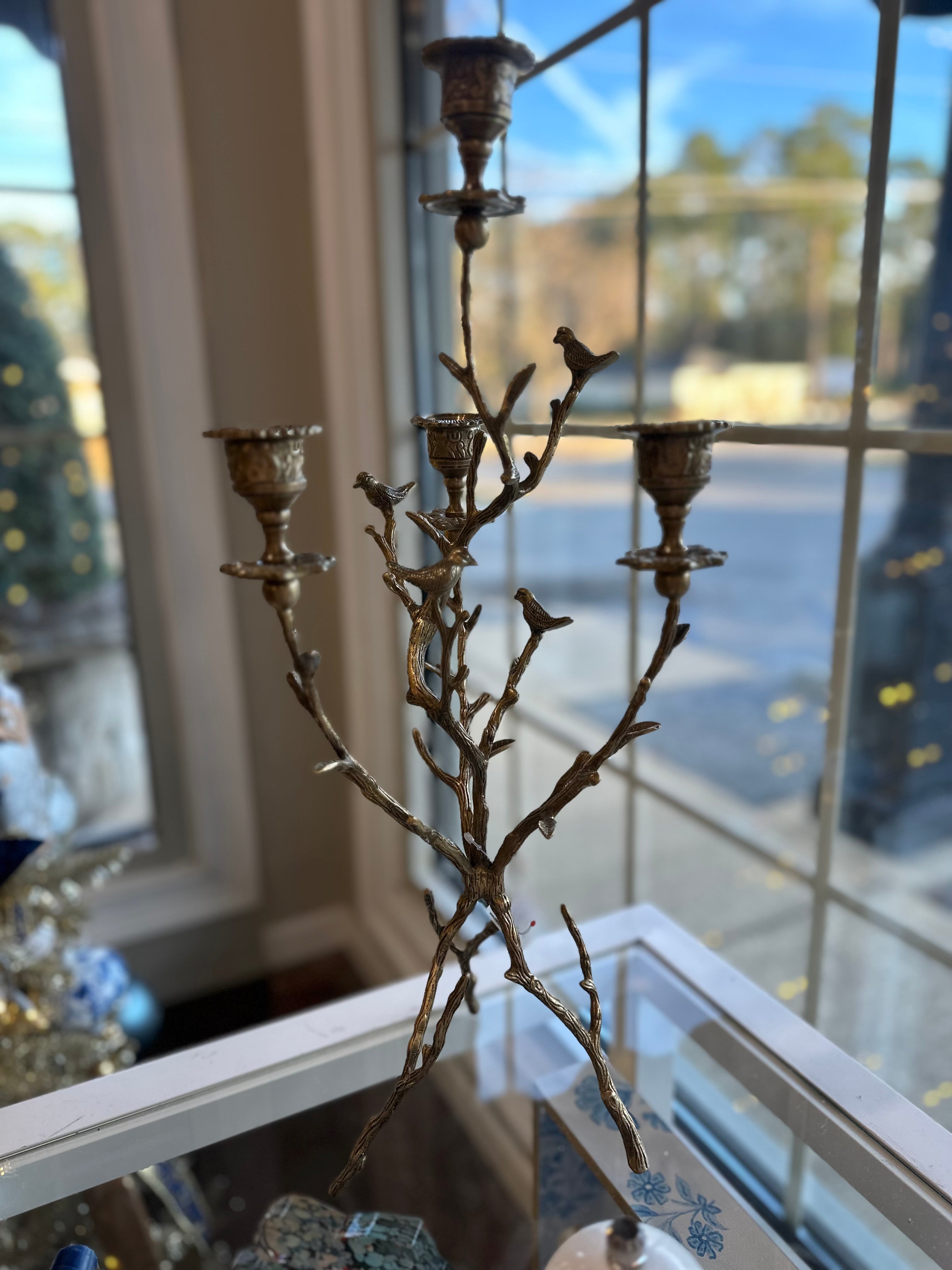 Brass/Gold Bird & Branch Candelabra