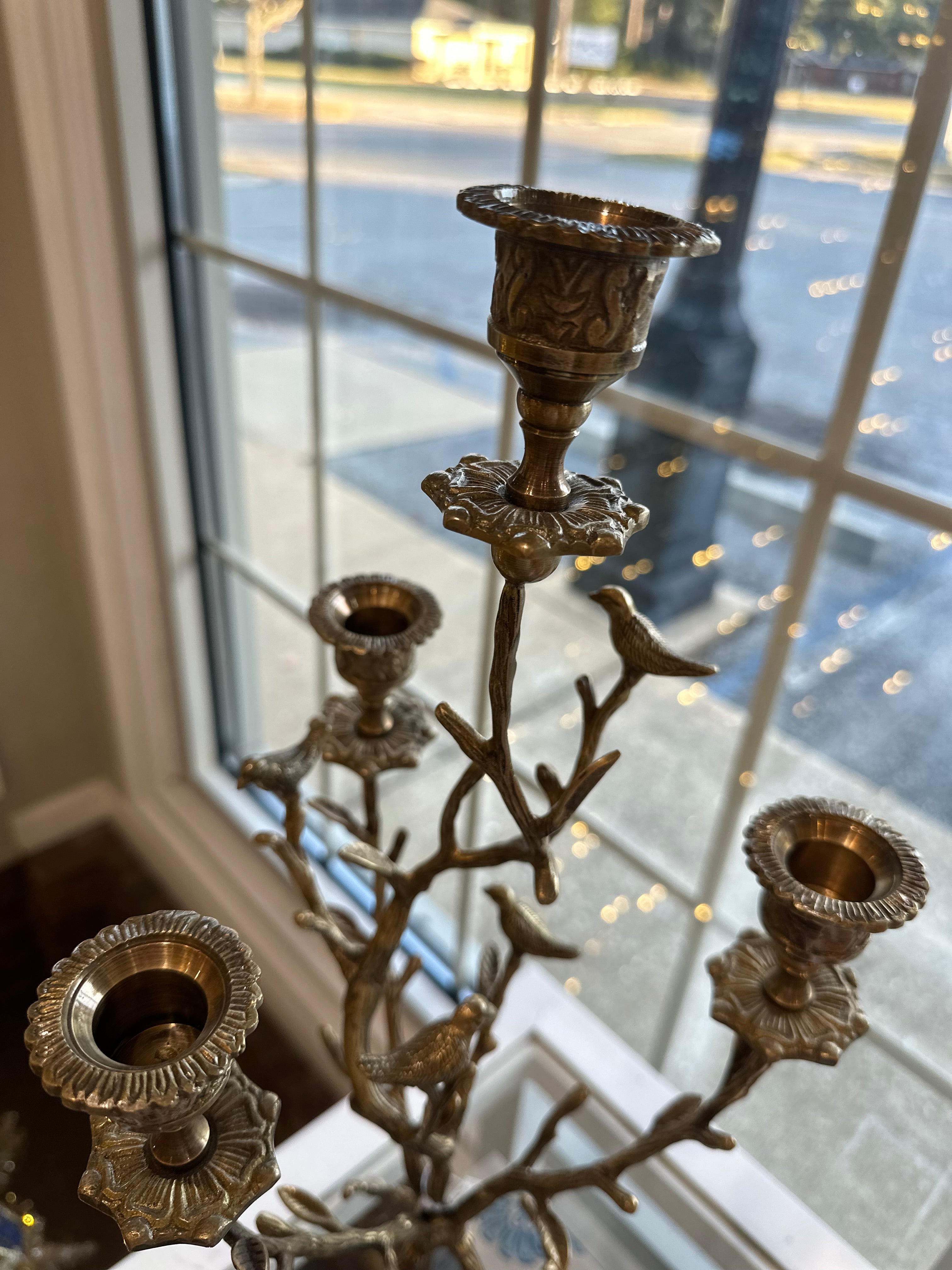 Brass/Gold Bird & Branch Candelabra