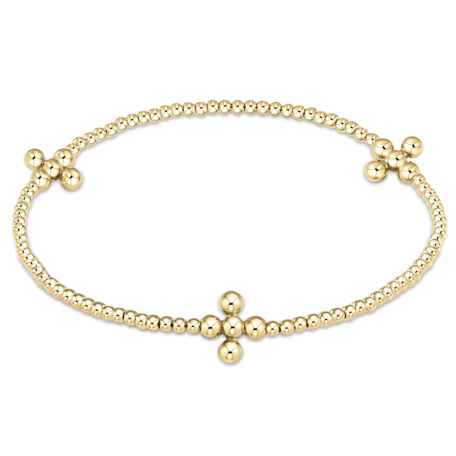 Signature Cross Gold 2mm Bead Bracelet | Enewton