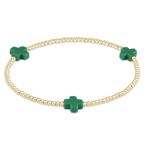 Signature Cross Gold Pattern 2mm Bead Bracelet