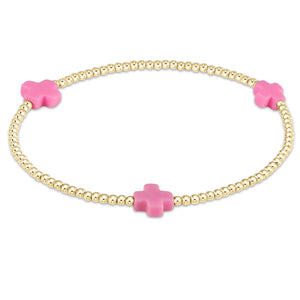 Extends Signature Cross Gold Pattern 3mm Bead Bracelet