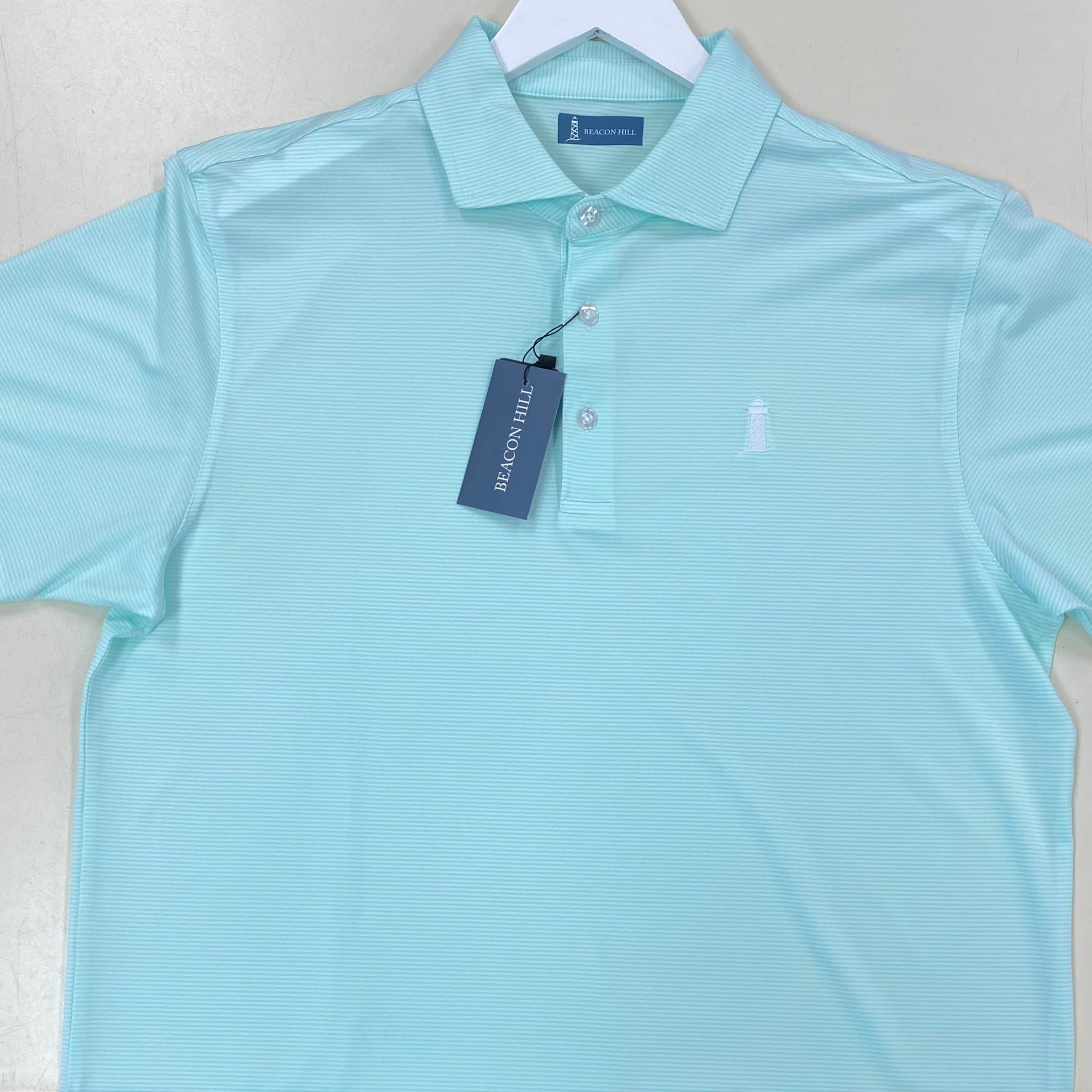 Beacon Hill White Aqua Men's Polo Shirt