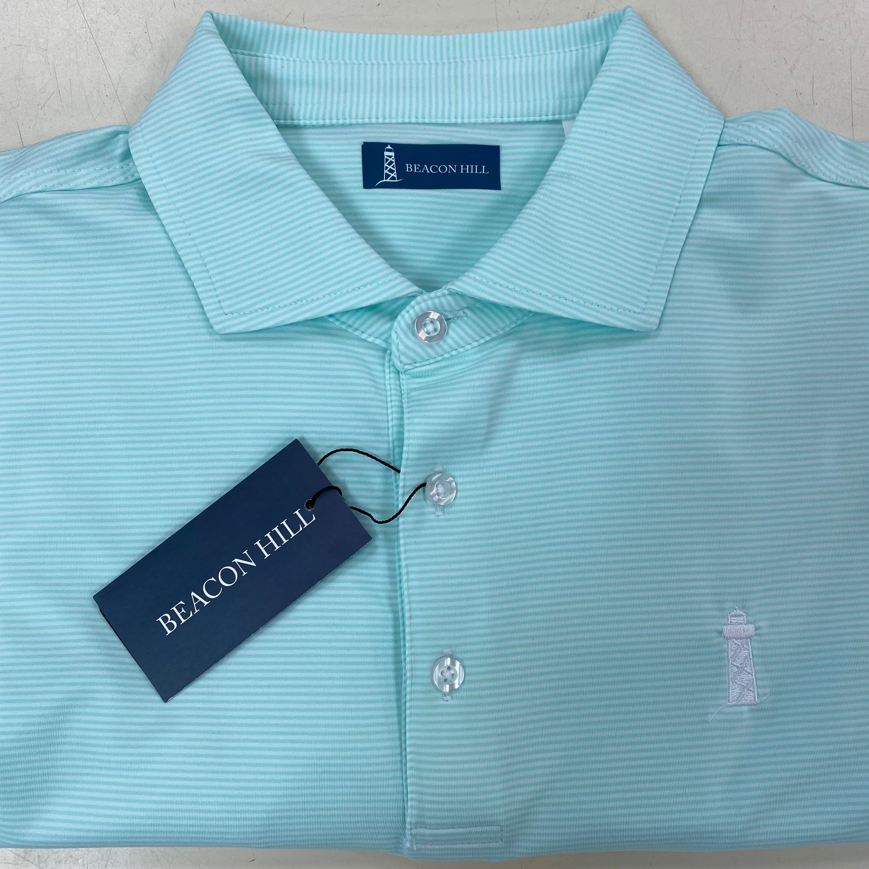 Beacon Hill White Aqua Men's Polo Shirt