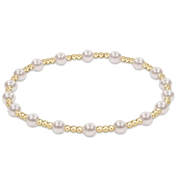 Extends Classic Sincerity Pattern 4mm Bead Bracelet - Pearl