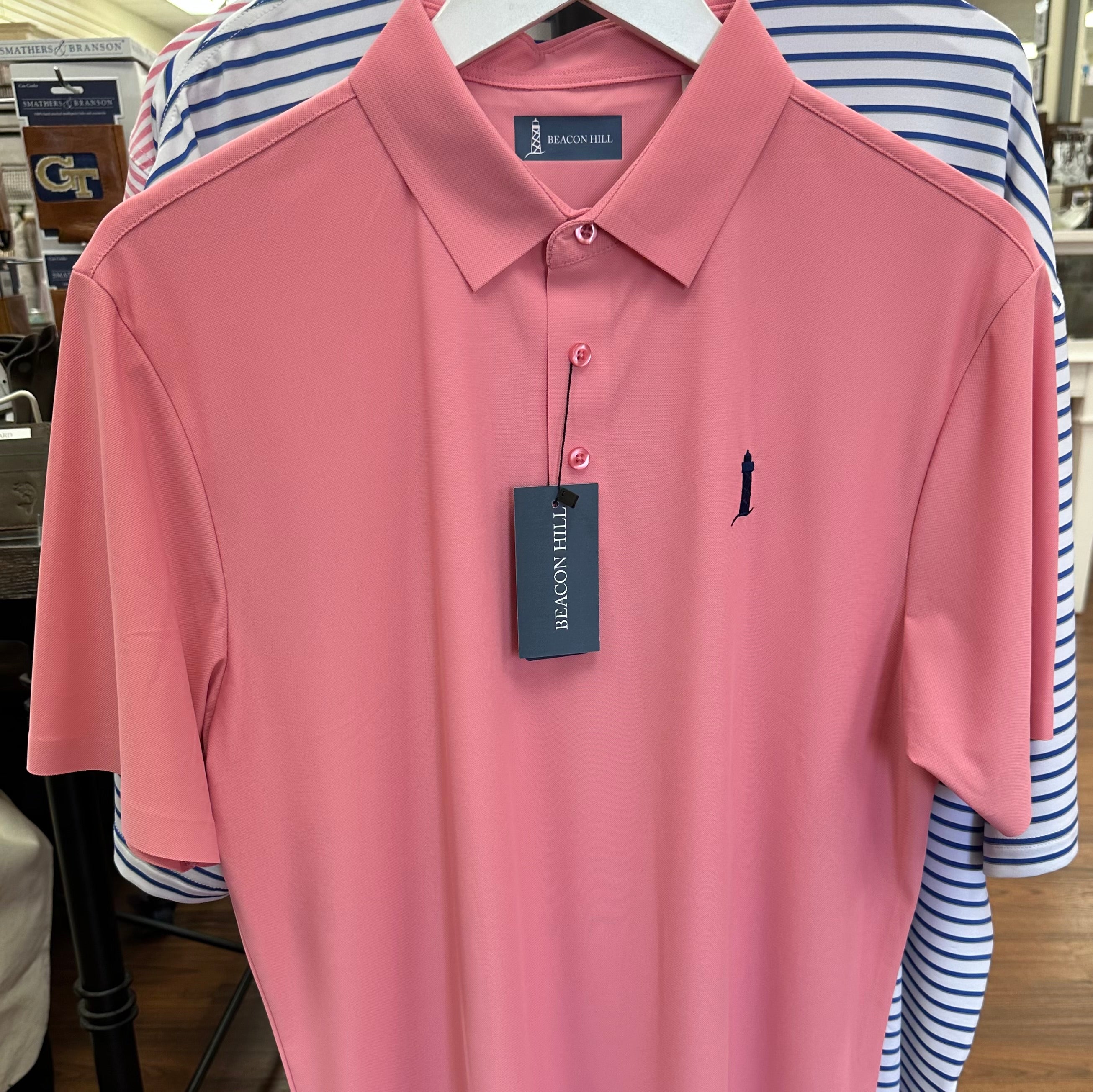 Beacon Hill Pink Salmon Short Sleeve Polo