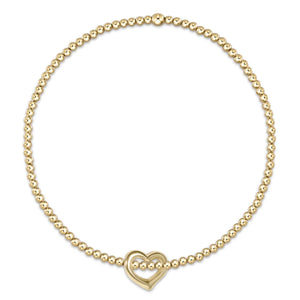 classic gold 2mm bead bracelet - love small gold charm