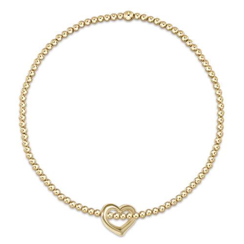 extends classic gold 2mm bead bracelet - love gold charm