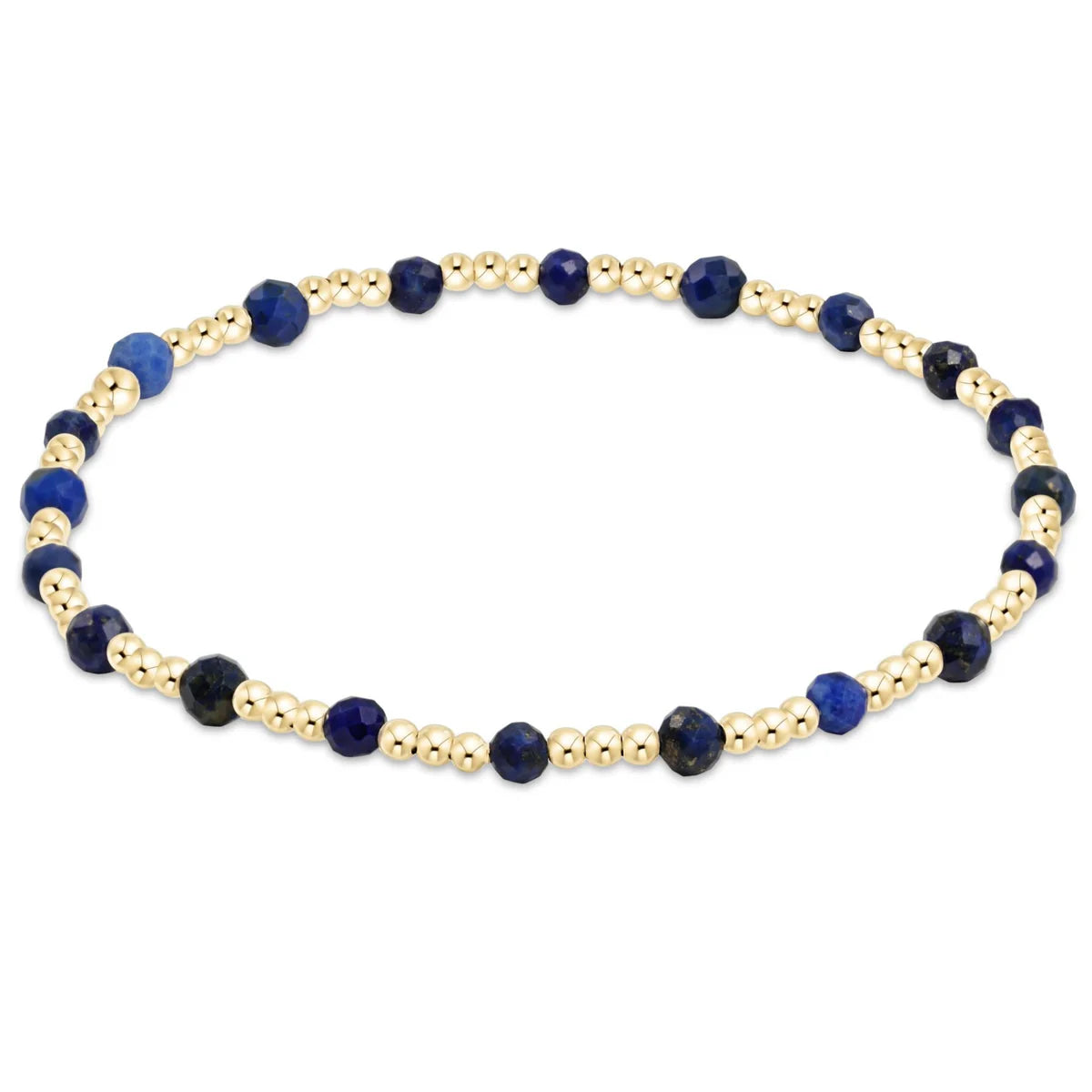 Extends Gemstone Gold Sincerity 3mm Bead Bracelet - Lapis | Enewton