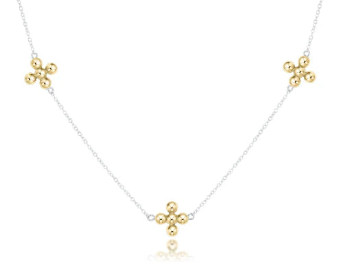 choker simplicity chain sterling mixed metal - classic beaded signature cross gold