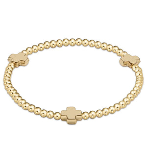Signature Cross Gold Pattern 3mm Bead - Gold Bracelet