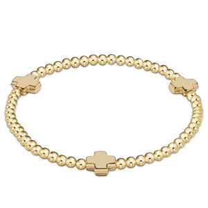 Extends - Signature Cross Gold Pattern 3mm Bead Bracelet - Gold