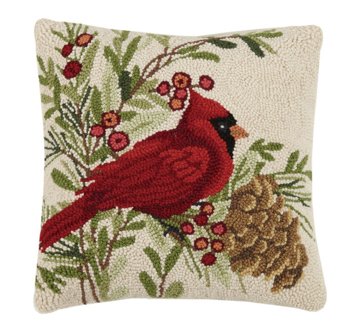 Winter Cardinal Hook Pillow