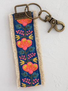 Embroidered Key Chain - Navy