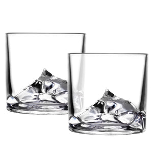 Whiskey Glass Set of 2, Crystal Glasses with Chilling Stones