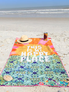 Double-Sided Microfiber Beach Towel - Happy Place