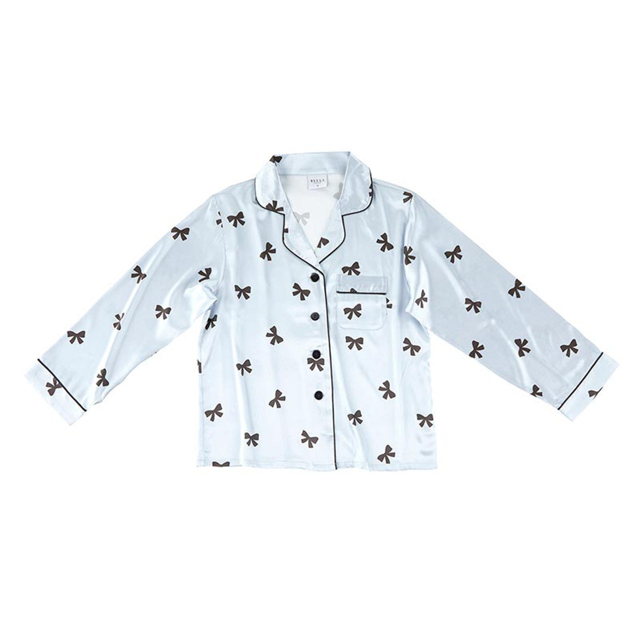 Black Bow Blue Satin PJ Set |  Bella Sleep + Spa