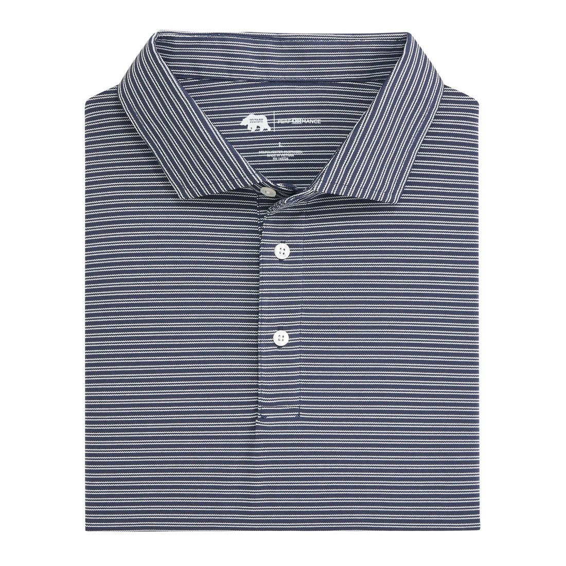 Auburn Pairing Stripe Pique Polo - Dark Denim | Onward Reserve