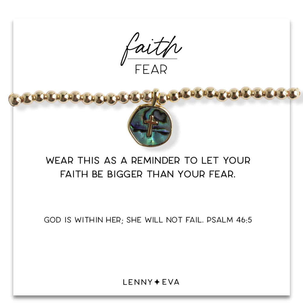 Faith Over Fear Bracelet-Abalone Cross