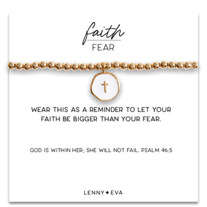 Faith Over Fear Bracelet-White Cross