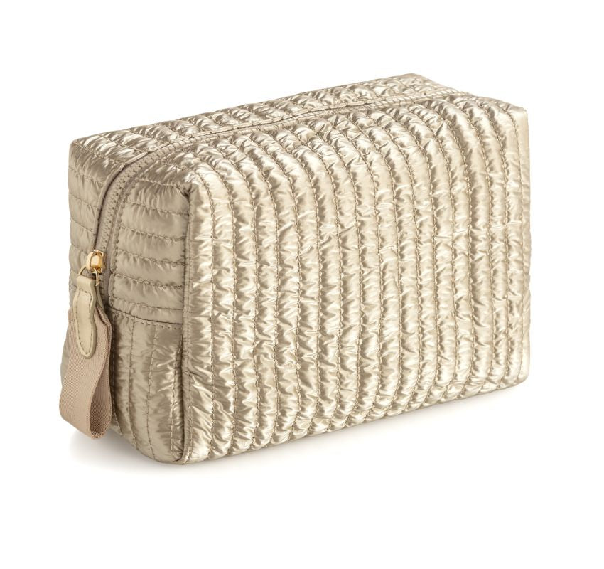 Logan Large Boxy Cosmetic Pouch, Gold