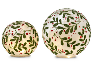 Lighted Botanical Holly Balls