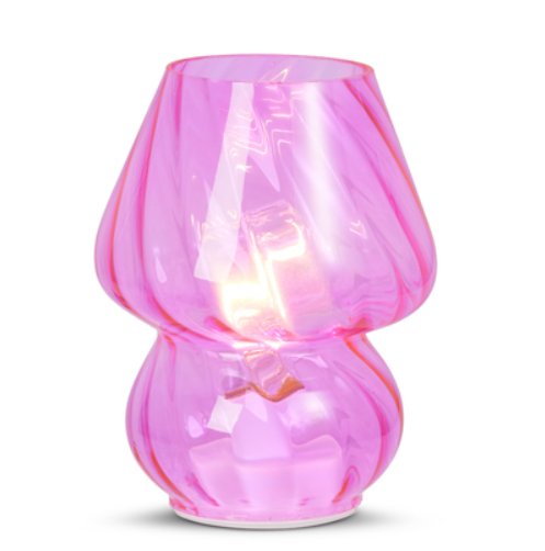 Lighted Pink Glass Lamp